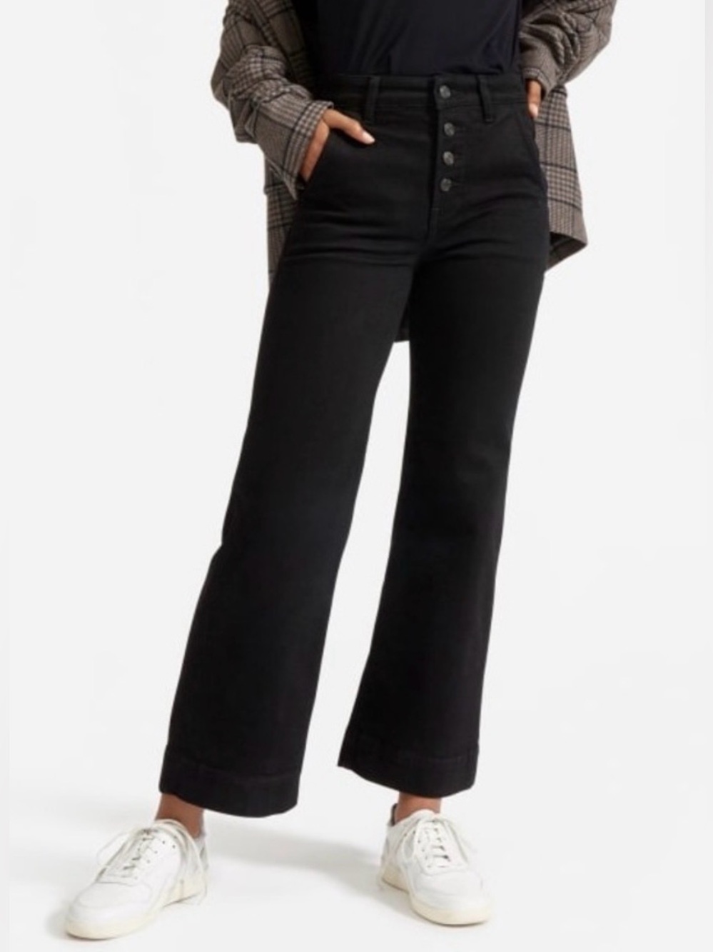 Everlane The Wide Leg Button Fly Jeans in Black Size 29